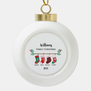 Personalized Family Christmas Ceramic Ball Christmas Ornament