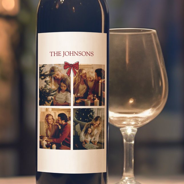 Personalized Family Christmas Photos Wine Label (Creator Uploaded)