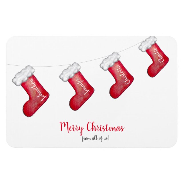 Personalized family Christmas stocking gift Magnet (Horizontal)