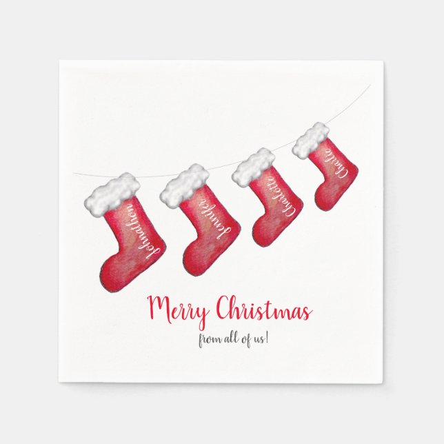 Personalized family Christmas stocking Napkin (Front)