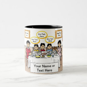 Personalized Family Dinner, 3 Boys Cartoon Two-Ton Two-Tone Coffee Mug