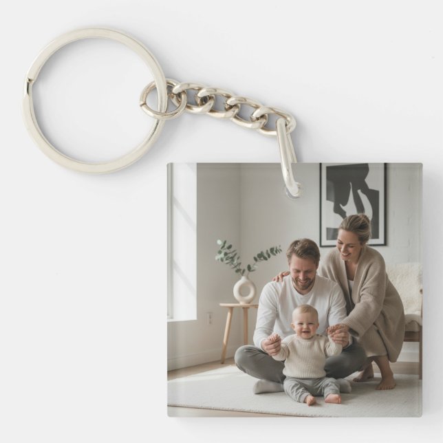 Personalized Family Double Sided Two Photo Keychai Key Ring (Front)