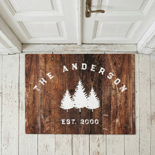 Personalized Family Home Decor Rustic Wood  Doormat