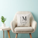 Personalized Family Monogram Custom Initial Name Cushion<br><div class="desc">Personalized Family Monogram Throw Pillow | Custom Initial & Family Name Established Date Cushion Create a stylish and meaningful home accent with this elegant personalized family monogram throw pillow. Featuring a large custom initial, family name, and established date in a modern minimalist typography layout, this decorative cushion makes a beautiful...</div>