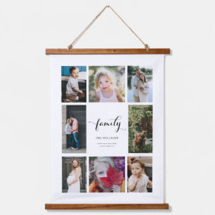 Personalized Family Name 8 Photo Collage Hanging Tapestry