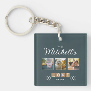 Personalized Family Name and Year Photo  Key Ring