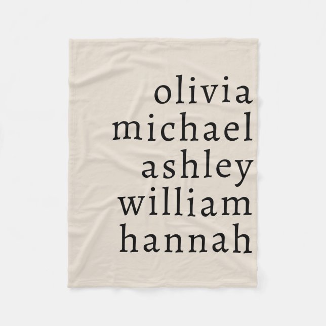 Personalized Family Name Customize with Kids Names Fleece Blanket (Front)