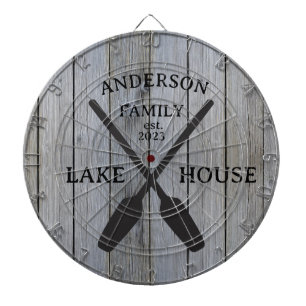 Personalized Family Name Lake House  Dartboard
