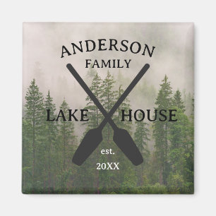 Personalized Family Name Lake House Magnet