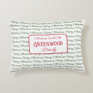 Personalized Family Name Merry Christmas Decorative Cushion