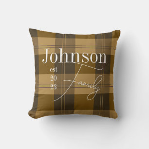 Personalized Family Name Plaid Cushion