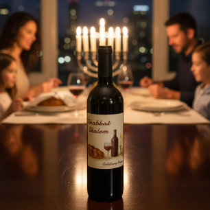 Personalized Family Name Watercolor Wine Label