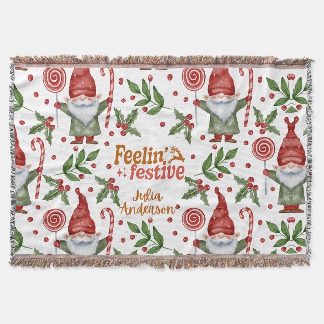 Personalized Family Names, Holiday Blankets Gifts (Front)