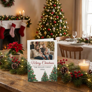 Personalized Family Photo Christmas Tree Holiday Card