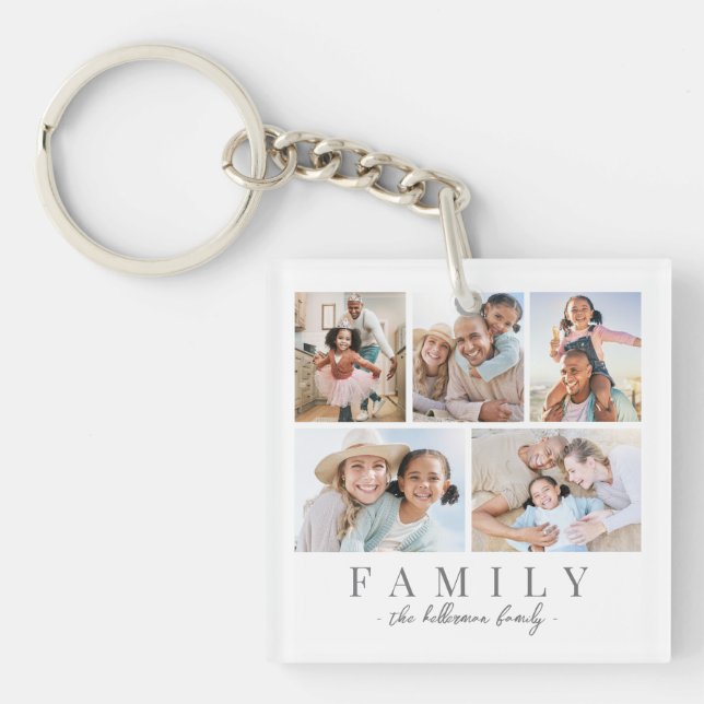Personalized Family Photo Collage Key Ring (Front)