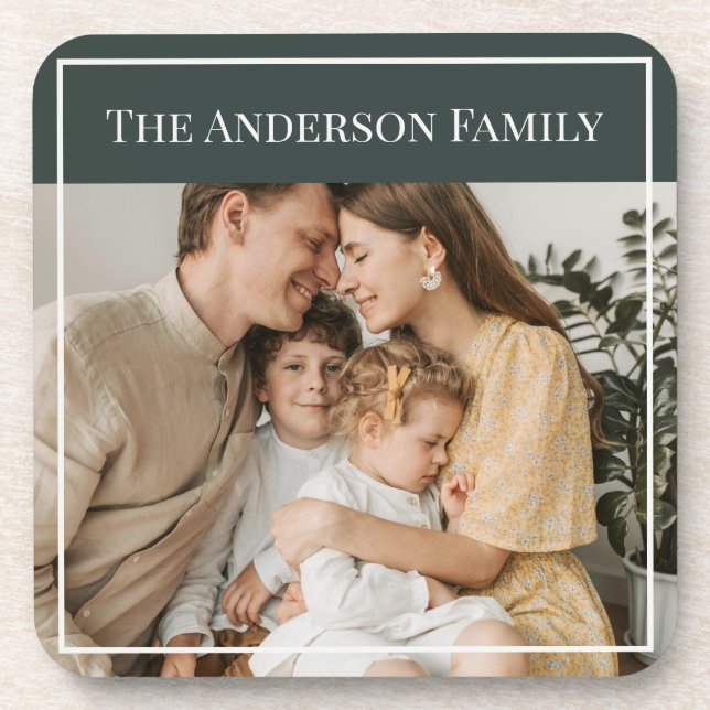 Personalized Family Photo | Custom Family Name  Coaster (Front)