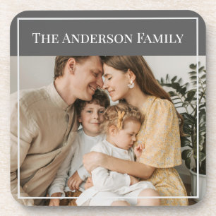 Personalized Family Photo Custom Family Name Coaster