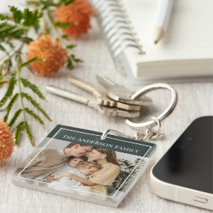 Personalized Family Photo   Custom Family Name  Key Ring
