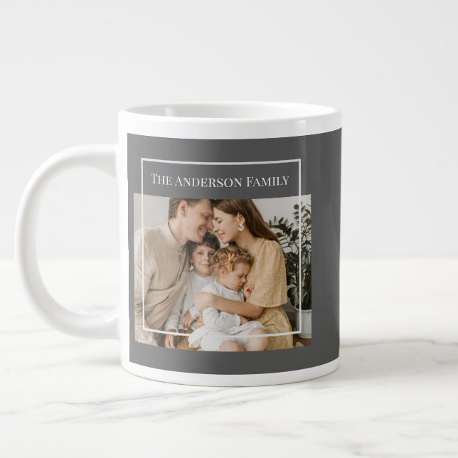 Personalized Family Photo | Custom Family Name  Large Coffee Mug (Left)