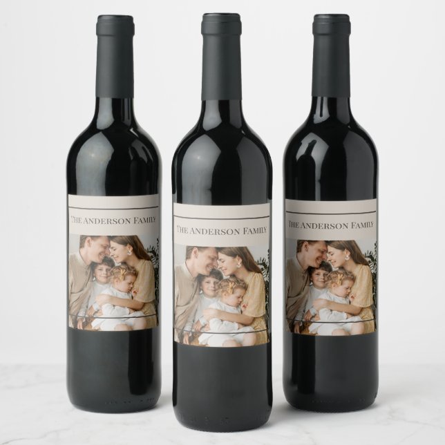 Personalized Family Photo | Custom Family Name  Wine Label (Bottles)