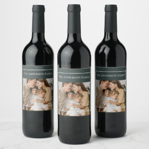 Personalized Family Photo Custom Family Name Wine Label