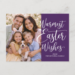 Personalized Family Photo Happy Easter Dark Purple Postcard