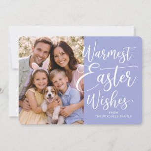 Personalized Family Photo Happy Easter Violet Blue Holiday Card