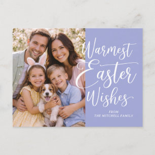 Personalized Family Photo Happy Easter Violet Blue Postcard