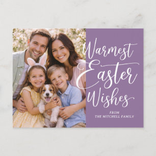 Personalized Family Photo Happy Easter Violet Postcard