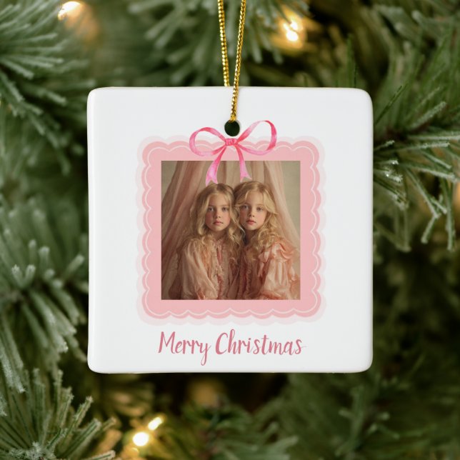 Personalized Family Photo Merry Christmas Ornament (Tree)