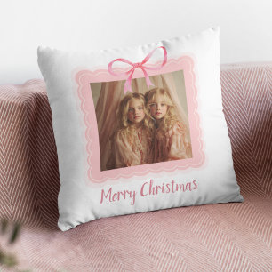 Personalized Family Photo Merry Christmas Pillow