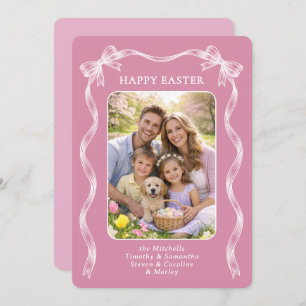Personalized Family Photo On Mauve Pink Easter Holiday Card