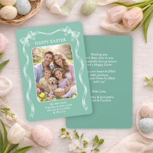 Personalized Family Photo On Mauve Pink Easter Holiday Card