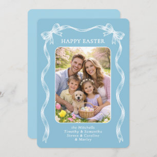 Personalized Family Photo On Robin Egg Blue Easter Holiday Card