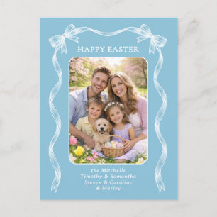 Personalized Family Photo On Robin Egg Blue Easter Postcard
