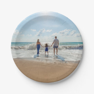 Personalized Family Photo On The Beach Paper Plate