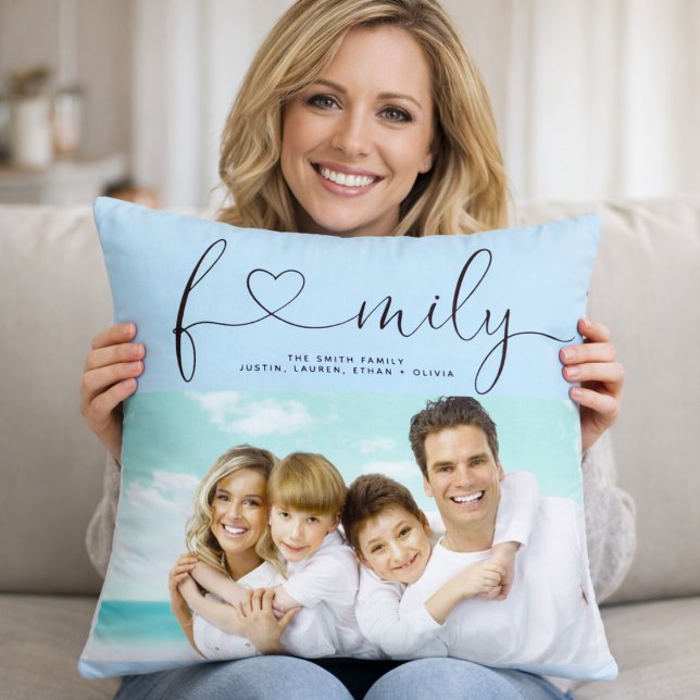 Personalized Family Photo Pillow Custom Name (Creator Uploaded)