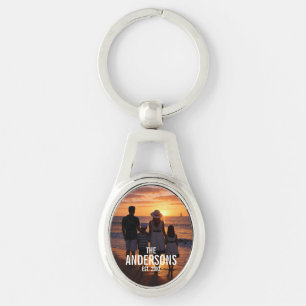 Personalized Family Photo with Family Name Key Ring