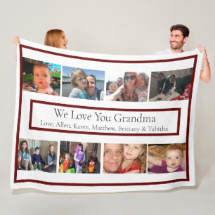 Personalized Family Photos   Gifts for Grandma Fle Fleece Blanket