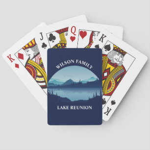 Personalized Family Reunion Blue Lake Vacation Playing Cards