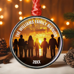 Personalized Family Reunion Photo 2025 Christmas Metal Tree Decoration