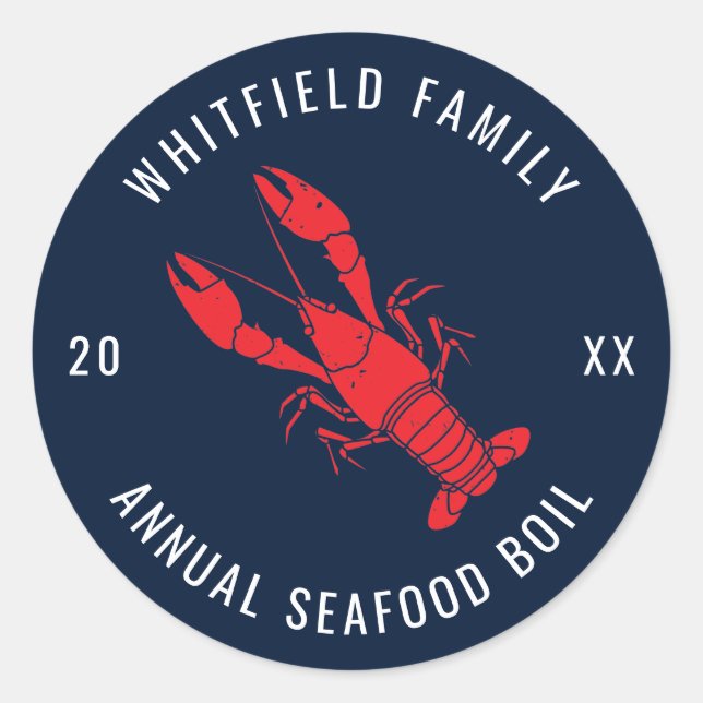 Personalized Family Summer Lobster Boil Classic Round Sticker (Front)