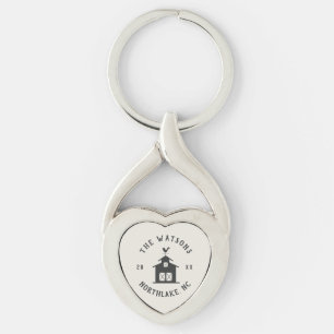 Personalized Farmhouse Barn Family Name Key Ring
