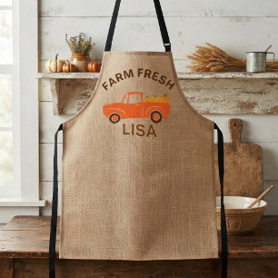 Personalized Farmhouse Fresh Orange Truck Kitchen Apron
