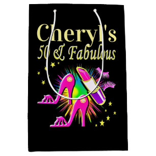 PERSONALIZED FASHIONISTA 50TH BIRTHDAY MEDIUM GIFT BAG