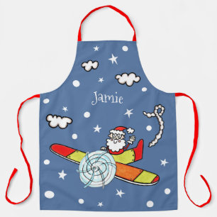 Personalized Father Christmas Santa Claus Airplane Apron
