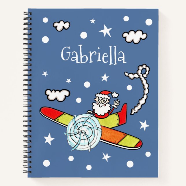 Personalized Father Christmas Santa Claus Airplane Notebook (Front)