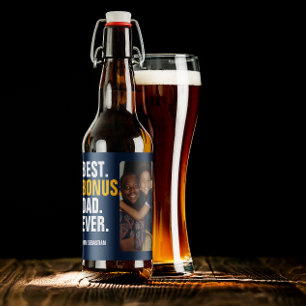 Personalized Fathers Day Best Bonus Dad Ever Beer Bottle Label
