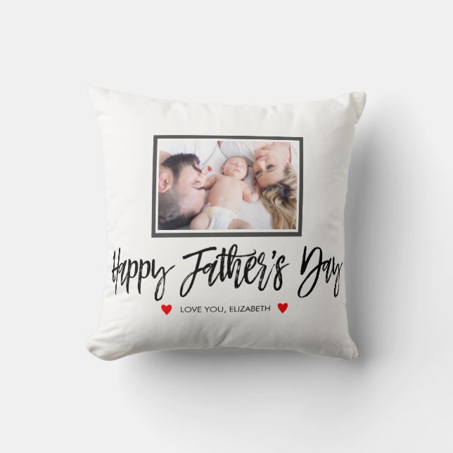 Personalized Fathers Day Gift for Dad Photo Cushion (Front)