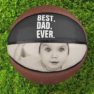 Personalized Fathers Day Photo Gift Best Dad Ever Mini Basketball